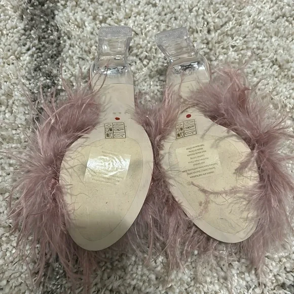 Elegant Pink Feathered Women's Mules - Picture 5 of 6